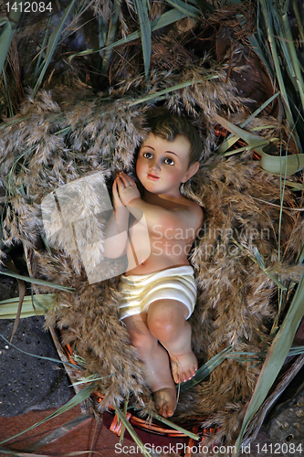 Image of A baby Jesus figure on Christmas, Tabgha-Church of St. Peter's P