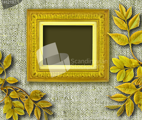 Image of  grunge golden frame with leafs