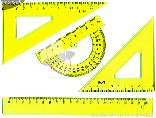 Image of set of measurement instrument- protractor, ruler