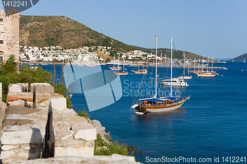 Image of  landscape  with yacht