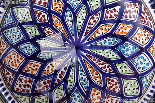 Image of Tunisian colorful oriental pottery