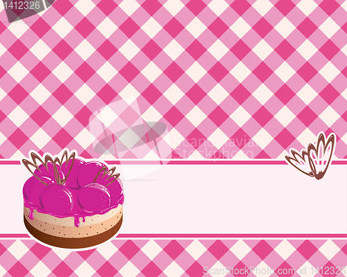 Image of checkered background with cake
