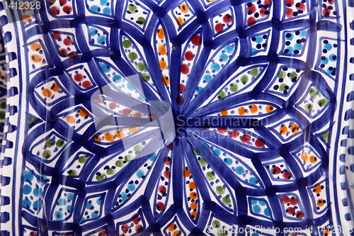 Image of Tunisian colorful oriental pottery