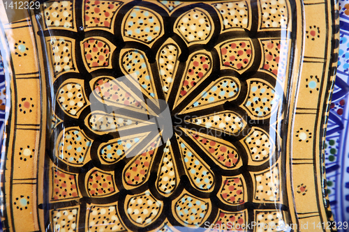 Image of Tunisian colorful oriental pottery