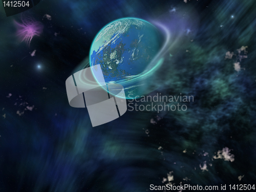 Image of illustration of  planet, moon 