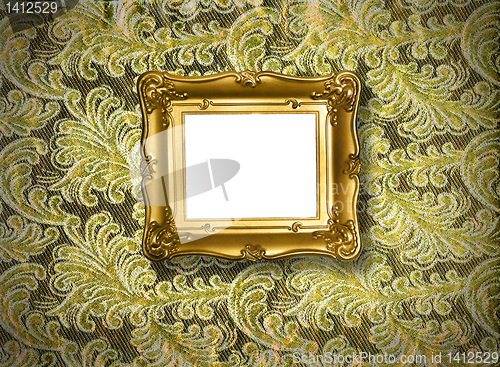 Image of frame on golden texture background