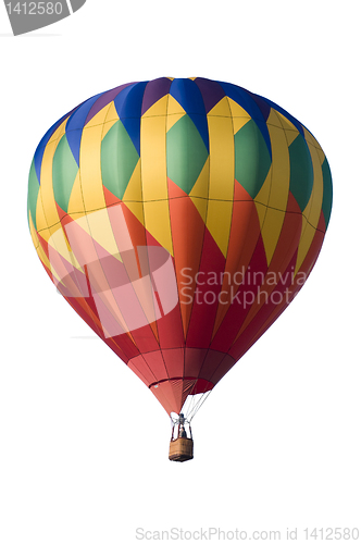 Image of Colorful hot-air balloon against white