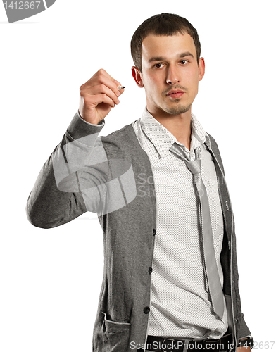 Image of businessman writing something