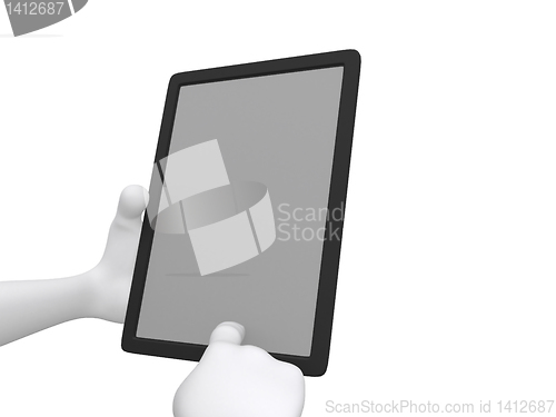 Image of businessman working on Ipad - 3d illustration 