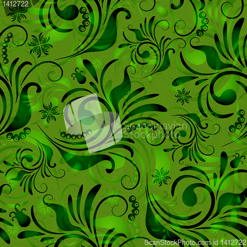 Image of Green seamless floral pattern