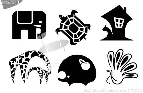 Image of set of animal icons