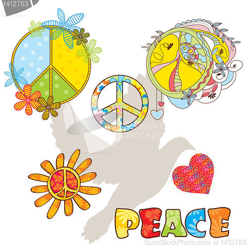 Image of set of various peace symbols