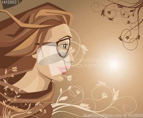 Image of beautiful vector girl in sunglasses