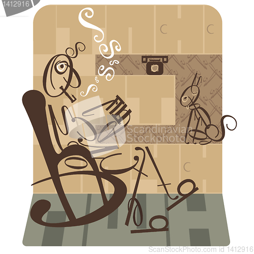 Image of abstract man smoking a pipe