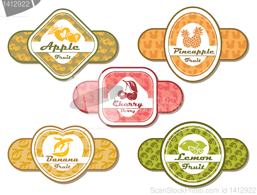 Image of different labels for fruits and berries