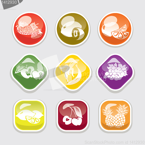 Image of fruit glossy buttons