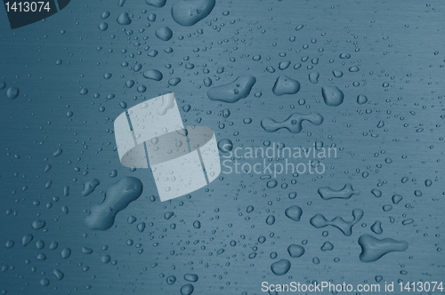 Image of water drops on metal surface