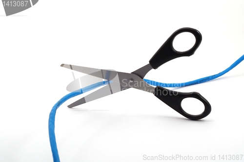 Image of network cable and scissors