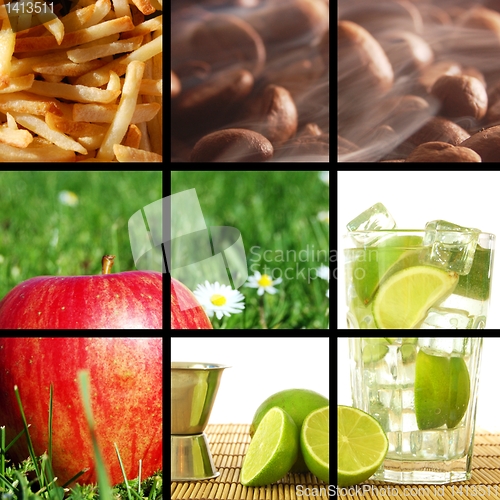 Image of food and drink collage