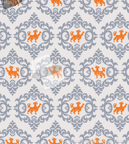 Image of seamless damask wallpaper