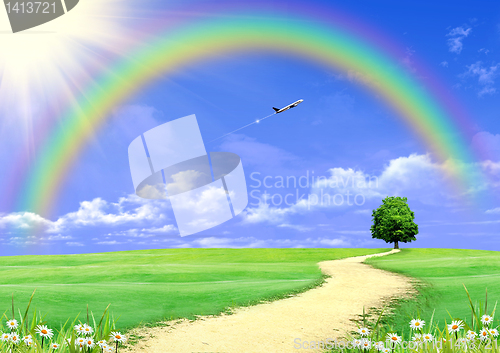 Image of Rainbow in the blue sky