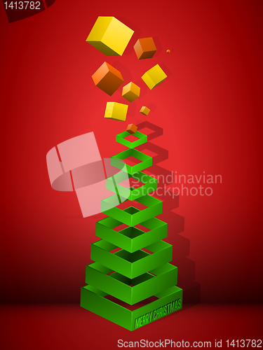 Image of Christmas Tree Geometric Pyramid with Gifts