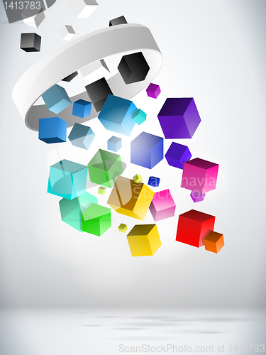 Image of Colorful Flying Cubes Background