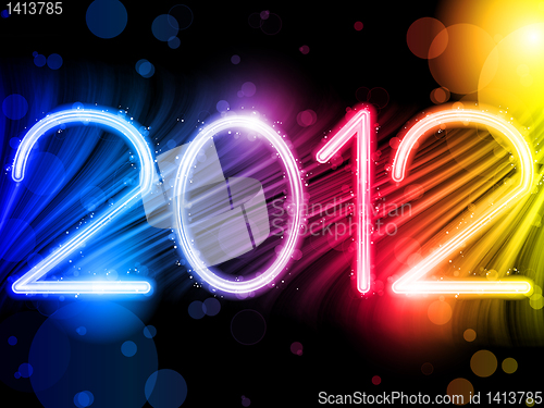Image of 2012 Abstract Colorful Waves on Black Background