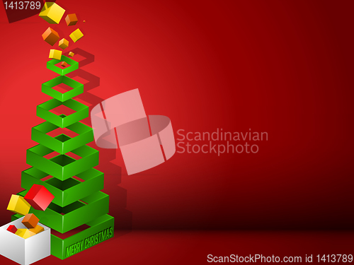 Image of Christmas Tree Geometric Pyramid with Gifts