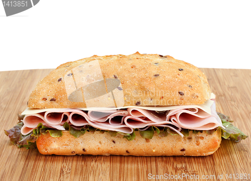 Image of Ham, Swiss and Lettuce on a Whole Grain Roll