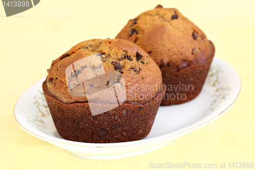 Image of Pumpkin Chocolate Chip Muffins in Macro with Selective Focus