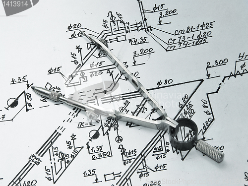 Image of compasses, divider and plan