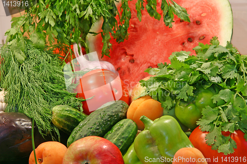 Image of Colorful fresh group of vegetables and fruits