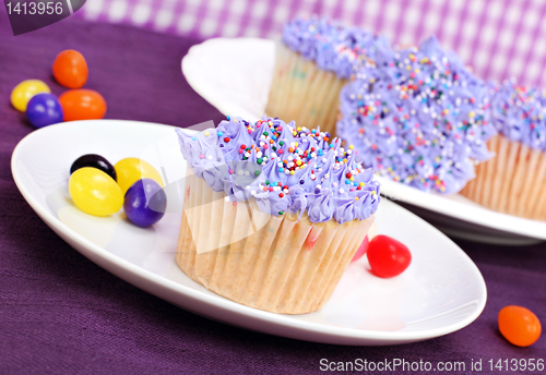 Image of Purple Easter Cupcakes and Jelly Beans