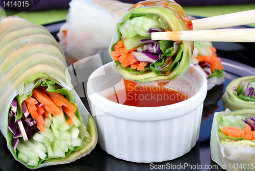 Image of Vegetable Sushi with Dipping Sauce