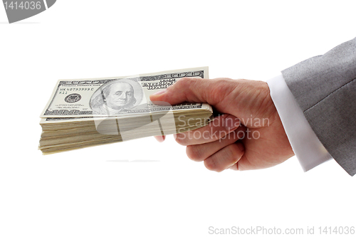 Image of businessman holding money