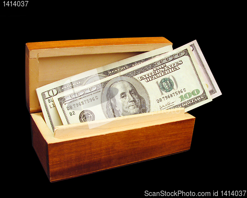 Image of cash in wooden box