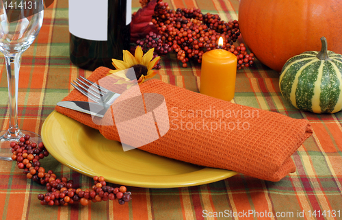 Image of Festive Evening Table Setting for Autumn