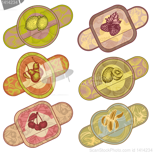 Image of set of fruit and berries labels