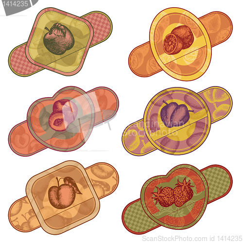 Image of set of fruits and berries labels