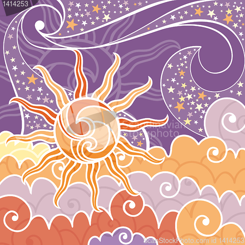Image of background with sun and stars
