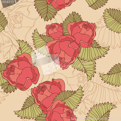 Image of seamless pattern with roses