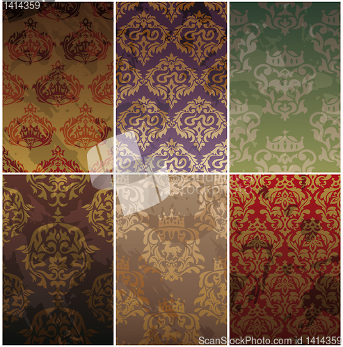 Image of set of seamless vintage background