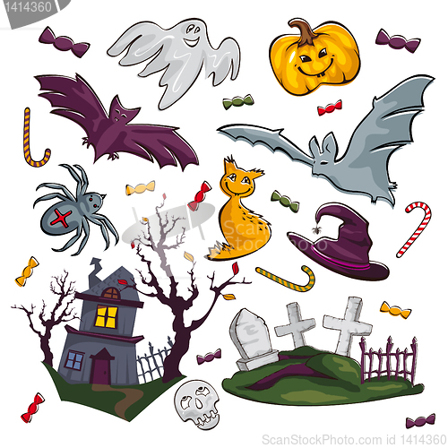 Image of set of Halloween icons