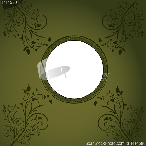 Image of Wooden framework for the image with abstract flower.