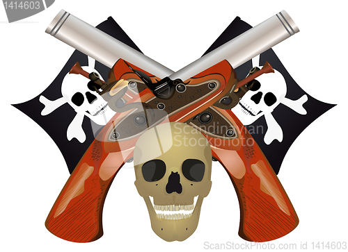 Image of Skull with the crossed pistols.