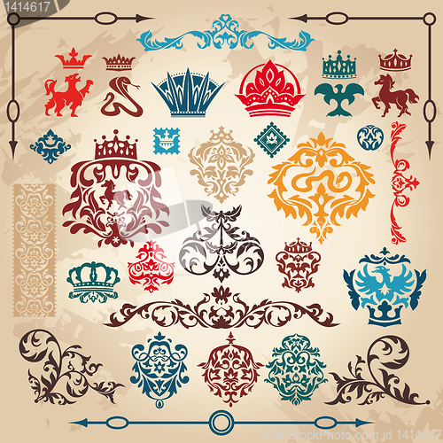 Image of set of vintage design elements