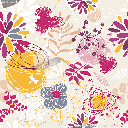 Image of abstract seamless floral retro background