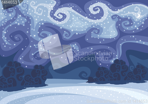 Image of abstract vector winter night landscape