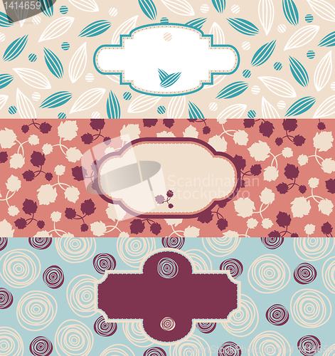 Image of set of cute floral banners